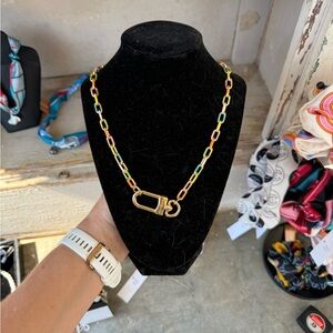 Multicolor Chain Necklace with Gold Clasp